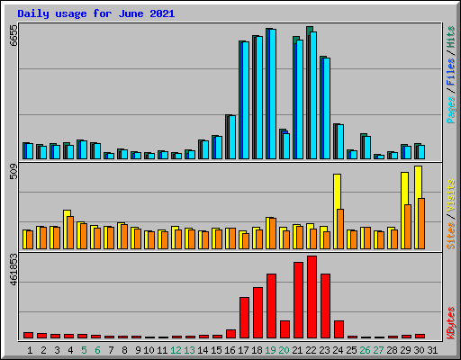 Daily usage for June 2021