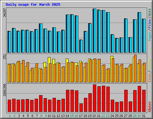 Daily usage for March 2025