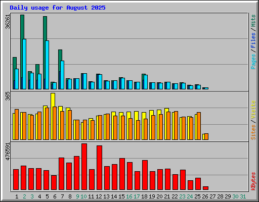 Daily usage for August 2025