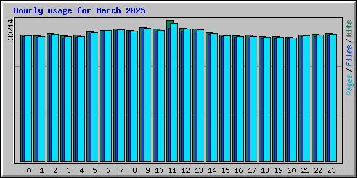 Hourly usage for March 2025
